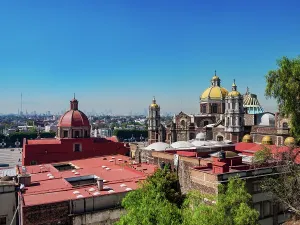 Mexico City Landmarks Drucke: Old Basilica of Guadalupe, elevated view, Villa de Guadalupe, Mexico City, Mexico