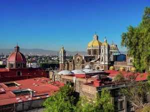 Mexico City Landmarks Drucke: Old Basilica of Guadalupe, elevated view, Villa de Guadalupe, Mexico City, Mexico