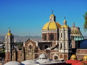 Historic Cityscape Photography Drucke: Old Basilica of Guadalupe, elevated view, Villa de Guadalupe, Mexico City, Mexico