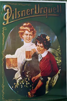 Drucke von Alter Bierplakate aus Pilsen in der westböhmischen Region Tschechien im europäischen Teil des Landes Tschechische Republik Drucke: Alt Bierplakate aus Pilsen in der westböhmischen Region Tschechien Europa