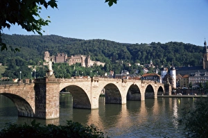 River Neckar Germany Drucke: The Old Bridge over the River Neckar