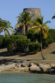 Central America Coastal Scenery Drucke: Old sugar windmill, Hawksbill Beach