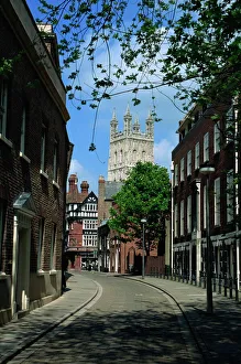 Gloucester Drucke: Altstadt und Dom zu Gloucester in der Grafschaft von Gloucestershire im Vereinigten Königreich Großbritannien und