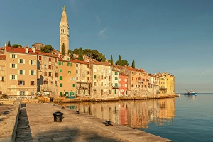 Croatian Coastal Towns Drucke: Old town with Cathedral of St. Euphemia, Rovinj, Istria, Croatia