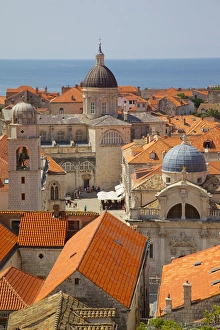 High Angle Photography Europe Drucke: Old Town rooftops and Cathedral dome