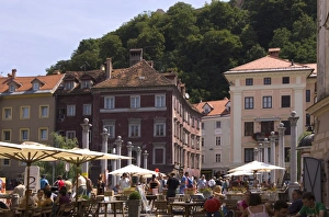 Drucke von Öffentliche Luftmarkt am Fluss Ljubljanica in Ljubljana, Slowenien Slowenien Drucke: Öffentliche Luftmarkt am Fluss Ljubljanica
