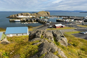 Polar Regions Travel Destination Drucke: Overview of the Harbour at Stykkisholmur, Snaefellsnes Peninsula, Iceland, Polar Regions
