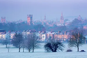 Universitäten Drucke: Oxford im Winter aus Südpark, Oxford Oxfordshire England Vereinigtes Königreich Europa