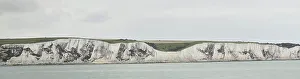 UK Coastal Landmarks Drucke: Panorama of the White Cliffs, Dover, Kent, England, United Kingdom, Europe
