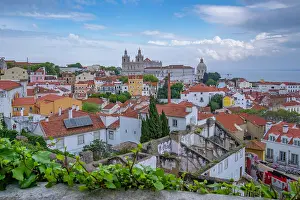 Historic Architecture In Europe Drucke: Panoramic view of rooftops and Church of St