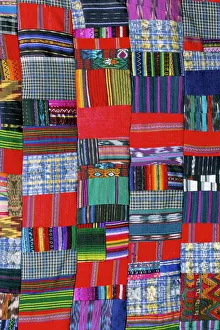 Drucke von Patchwork-Quilt aus San-Antonio Aguas-Calientes in Guatemala im Zentrum Amerika Verwandte Bilder Drucke: Patchesammlungdecke