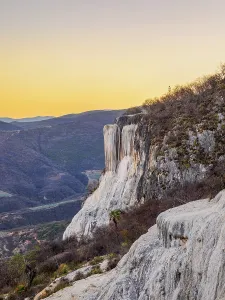 Elevated Landscape Photography Drucke: Petrified Waterfall at dusk, elevated view