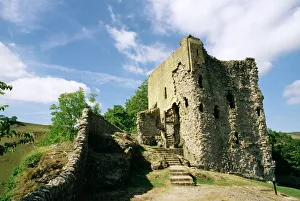 Derbyshire Drucke: Peverilburg Schloss in Castleton im Peak-Distrikt von Derbyshire im Vereinigten Königreich in Großbritannien und Europa