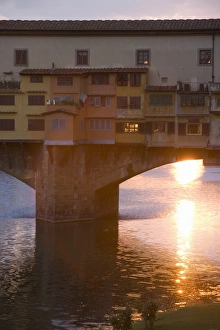 Evening Light In Tuscany Drucke: Detail of Ponte Vecchio Bridge in evening light