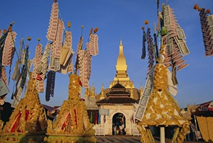 Pha That Luang Temple Drucke: Psaat offerings