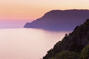 Liguria Europe Travel Drucke: Punta Mesco at sunset