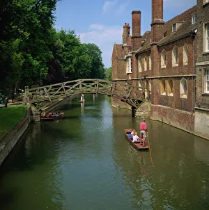 Cambridgeshire Drucke: Königliche Kolleg und Mathematische Brücke in Kamerbridge (Cambridgeshire), England