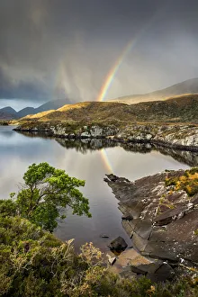 County Kerry Landscape Drucke: Rainbow and rain clouds over Upper Lake, Killarney National Park, County Kerry, Munster