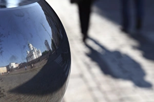 Scandinavian Church Buildings Drucke: Reflection of Lutheran Cathedral, Senate Square, Helsinki, Finland, Scandinavia, Europe