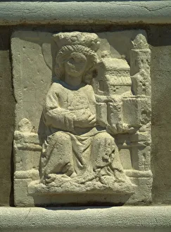 Drucke von Ein Relief von hl. Euphemia eine im 14.Jahrhundert verstorbenen Märtyrer in Rovinj Kroatien Europa Bildhauerei Drucke: Ein Relief von Heiliger Euphemia