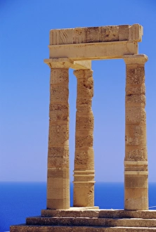 Lindos Rhodes Greece Drucke: Remains of the Hellenistic stoa