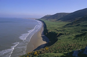 Drucke von Rhosilli-Bucht im Gower-Halbinsel in Glamorganshire in Wales im Vereinigten Königreich Europa Glamorgan Drucke: Rhosilli-Bucht
