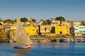Nile River Landscape Photography Drucke: River Nile, Aswan, Upper Egypt, Egypt, North Africa, Africa
