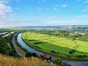 East Sussex Landscape Drucke: River Ouse, elevated view, Lewes, East Sussex, England, United Kingdom, Europe