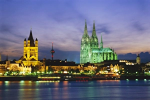Cologne Cathedral Architecture Drucke: The River Rhine and Cathedral