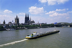 Drucke von Fluss Rhein und Köln (Köl n ), Nordrhein- Westfalen , Deutschland , Europa Fluss Rhein Drucke: Fluss Rhein und Köln (Kölhn)