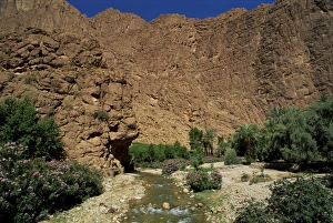 Travel Destinations In Morocco Drucke: River below rock cliffs