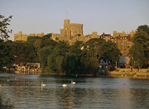 Der Fluss Themse und das Schloss von Windsor in der englischen Grafschaft Berkshire im Vereinigten Königreich in Europa