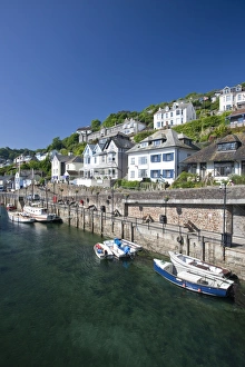 Looe Cornwall Drucke: Riverside properties at Looe, Cornwall, England, United Kingdom, Europe