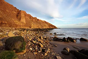 Nord-Yorkshire Drucke: Felsküste unter Carr Naze, Filey Brigg