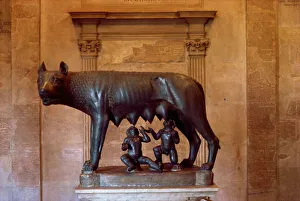 Drucke von Die Romulus und Remus-Statue im Kapitolin-Museum in Rom (Lazien), Italien Lazio Drucke: Die Romulus und Remus-Statue