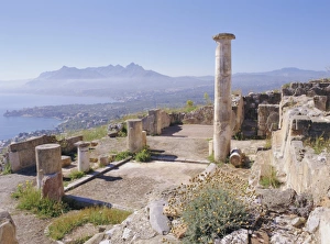 Sicily Ruins Drucke: Ruins of Solunto (foreground)