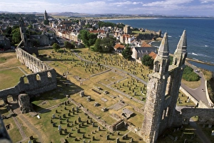 Drucke von Ruinen der Kathedrale von St. Andräus aus dem 14.Jh., Friedhof und Dorf in Schottland: St. Andrews (Fife), Vereinigtes Königreich, Europa Verwandte Bilder Drucke: Ruinen von Saint