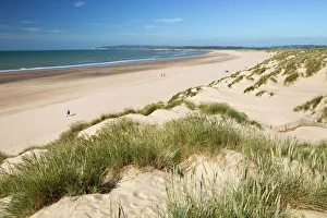 Sussex Drucke: Sanddünen und Strand am Camber Sands in der Nähe von Rye im Südostengland