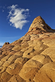 Arizona Sandstone Landscape Drucke: Sandstone hill with brain texture and a cloud