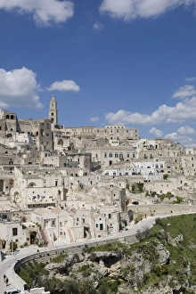 Dorf Drucke: Der Sassi-Viertel, Weltkulturerbe der UNESCO, Stadt von Matera in der Region Basilikum