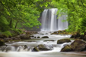 Vereinigtes Königreich Drucke: Sgwd yr Eira Wasserfälle im Nationalpark Brecon Beacons in Südwales im Vereinigten Königreich Europa