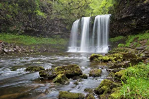 Drucke von Sgwdd y Rhiw waterfall (alternative spelling), Ystradfellte im Brecon Beacons Nationalpark in der Grafschaft Powys und dem Vereinigten Königreich Wales Drucke: Sgwd yr Eira-Wasserfall in Ystradfellte im Brecon-Beacons-Nationalpark in der Grafschaft Powys im Walisischen Land