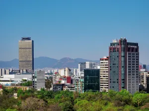 Mexico City Skyline Drucke: Skyline seen from Chapultepec Castle, elevated view, Mexico City, Mexico