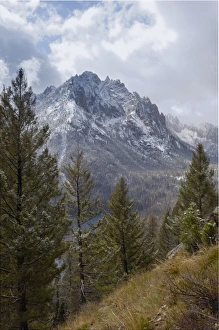 Snow Capped Mountain Peaks Drucke: Snow-capped Sawtooth Mountains, near Redfish Lake, Rocky Mountains, Idaho