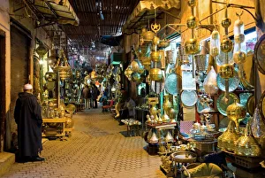 Drucke von Der Souk in Marrakesch (Marokko), Nordafrika und Afrika Marokko Drucke: Der Souk in Marrakesch (Marokko) Nordafrika Afrika