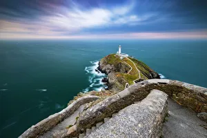 Anglesey Lighthouse Drucke: South Stack Lighthouse at sunset