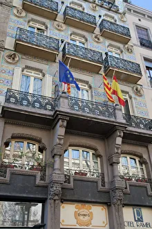Barcelona Architecture Drucke: Detail of Spanish architecture, Las Ramblas, Barcelona, Catalonia, Spain, Europe