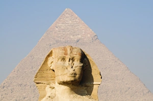 Egyptian Landmark Drucke: The Sphinx and the Pyramid of Khafre (Chephren), Giza, UNESCO World Heritage Site