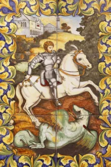Drucke von Sankt Georg tötet den Drachen in Gozo auf Malta im Mittelmeer Malta Drucke: Sankt Georg tötet den Drachen, Gozo, Malta, Europa