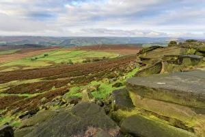 Derbyshire Drucke: Stange-Edge und Mühlensteine im Herbst